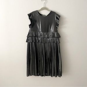 NWT Dondup Girls Slate Gray Metallic Peplum Dress